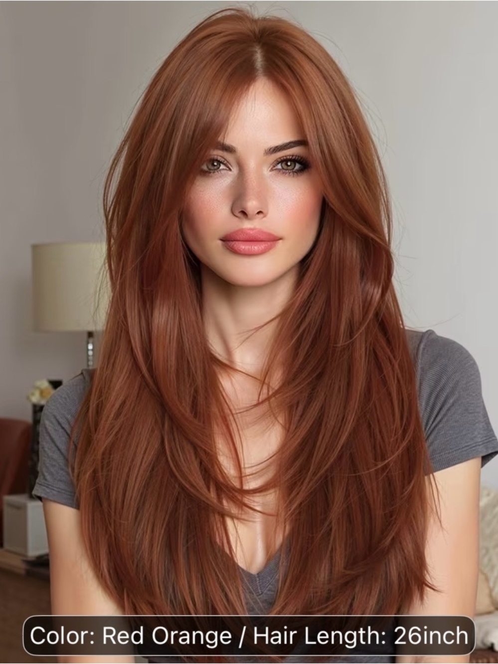 Red-Deep Ginger Long Layered Women's Hairpiece - Natural Shine